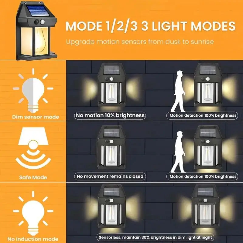1/2/4/8 Solar Wall Lights IP44 Motion Sensor LED Lantern Wall Mounted Suitable for Outdoor Lighting on Courtyard Porch Decks