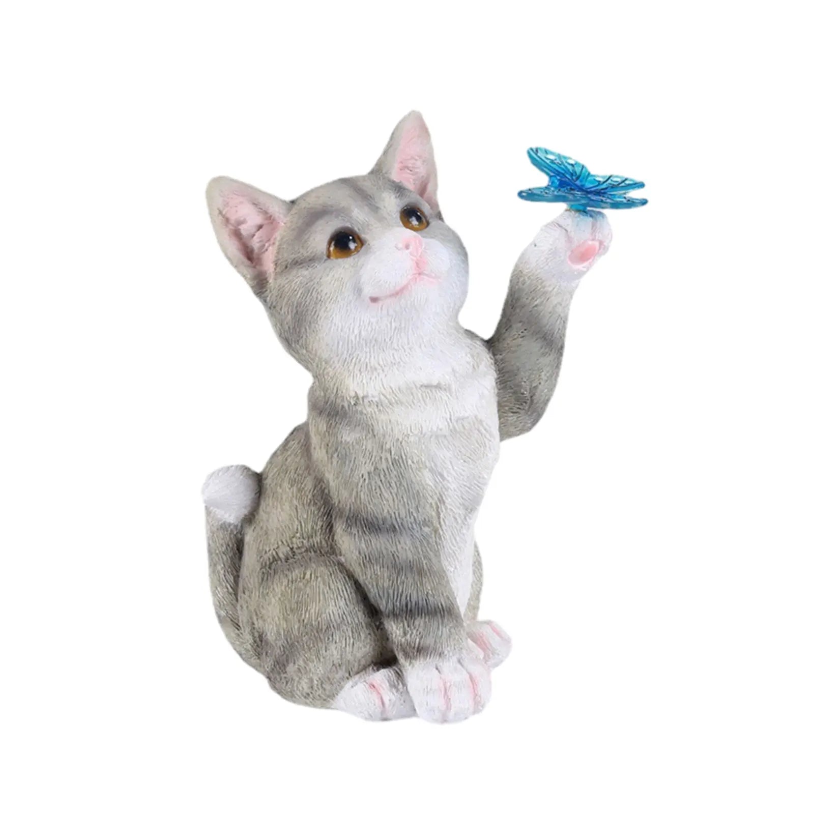 Outdoor Cat Sculpture Figurine Pendant Garden LED Solar Lights Cute Cat Animal Statue Sculptures for Landscape Yard