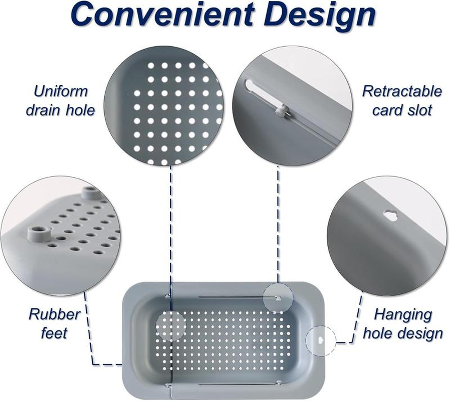 UFORU Collapsible Drain Basket, Kitchen Sink Strainer, Vegetable Wash Basket, Storage Rack, Fruit and Vegetable Drain Basket, Milky White,Draining Utensils,