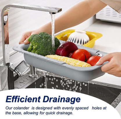 UFORU Collapsible Drain Basket, Kitchen Sink Strainer, Vegetable Wash Basket, Storage Rack, Fruit and Vegetable Drain Basket, Milky White,Draining Utensils,