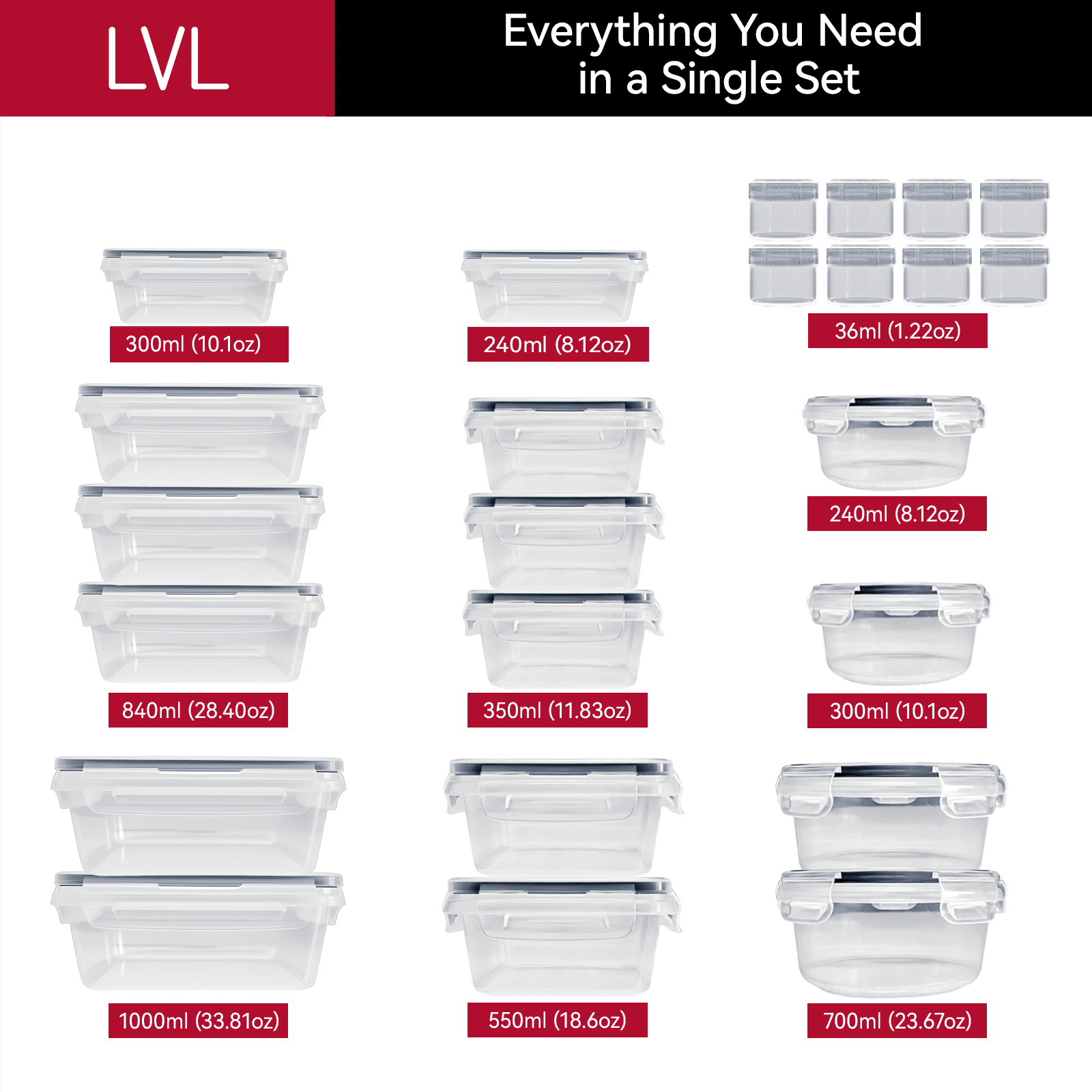 50 Pcs Food Storage Containers with Lids Airtight, Plastic Meal Prep Container for Pantry & Kitchen Organization & Bento Box & Snack Containers, Bpa-Free, Leak-Proof with Labels & Marker Pen