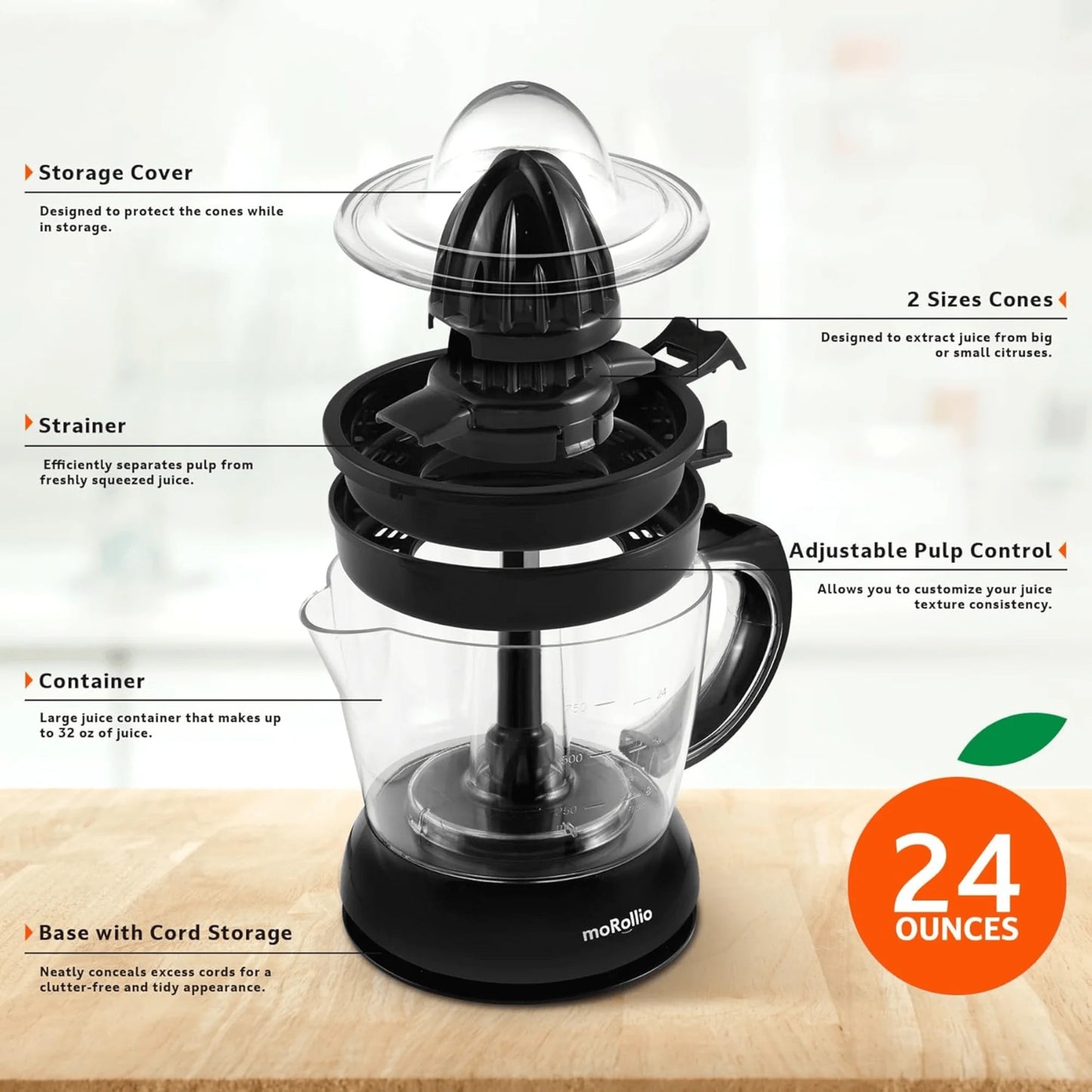 Morollio Compact 24Oz Electric Citrus Juicer